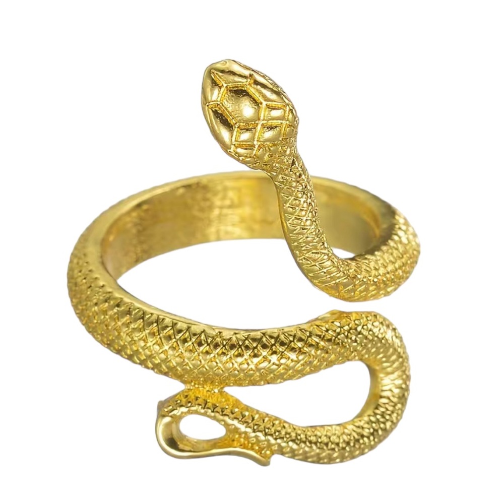 Gold Ribbed Snake Adjustable Ring - Picture 2 of 7